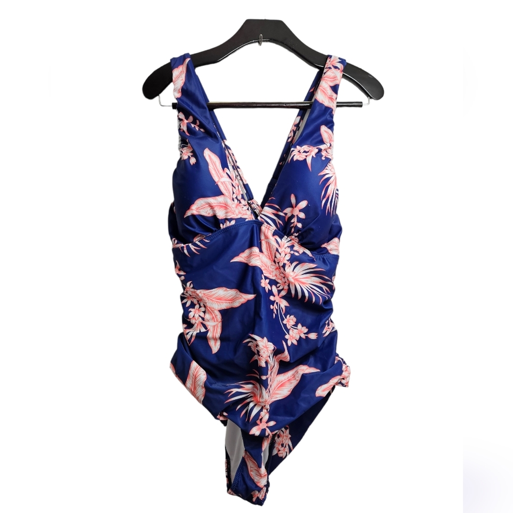 Plus Women's One Piece Swimsuit Bathing Suite Tropical Floral Rutched Slimming